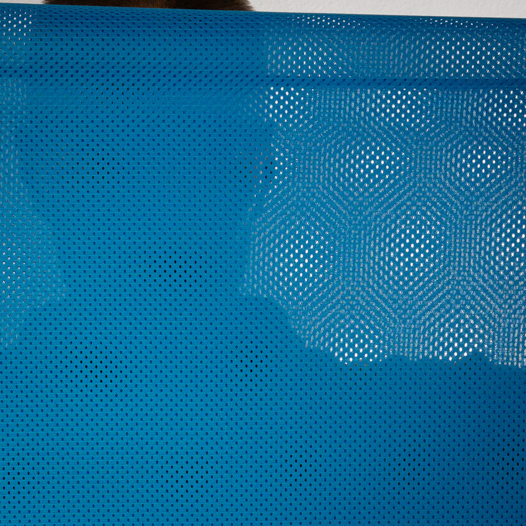 Portuguese Technical Sports Mesh Fabric Cyan Performance Polyester Mesh - blue