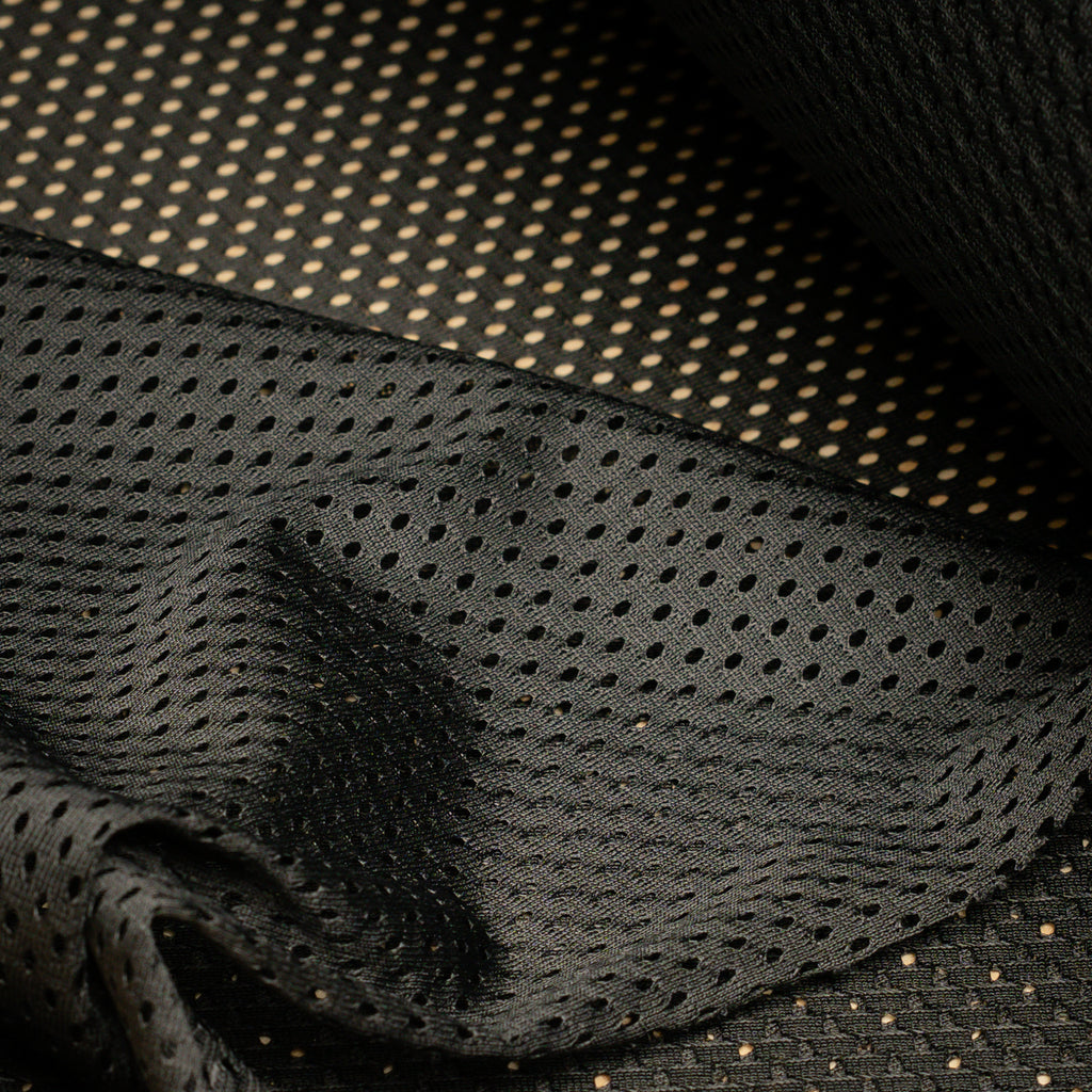 Portuguese Technical Sports Mesh Fabric Cyan Performance Polyester Mesh - black