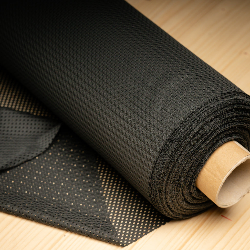Portuguese Technical Sports Mesh Fabric Cyan Performance Polyester Mesh - black