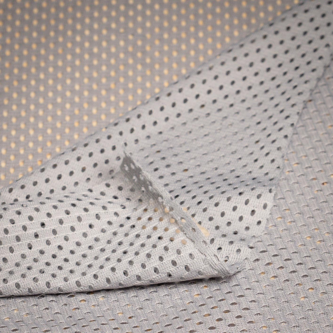 Portuguese Technical Sports Mesh Fabric Cyan Performance Polyester Mesh - grey
