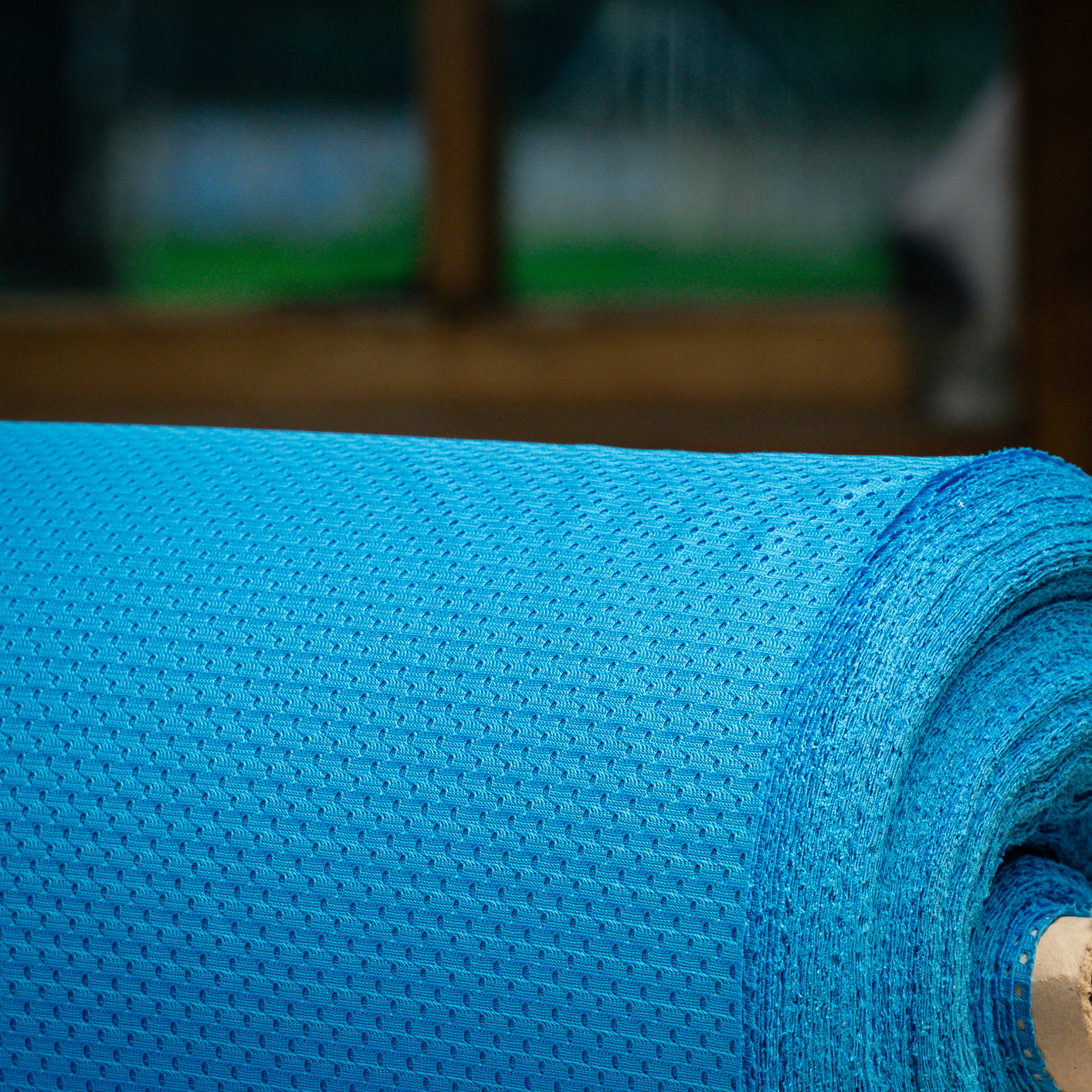 Portuguese Technical Sports Mesh Fabric Cyan Performance Polyester Mesh - blue
