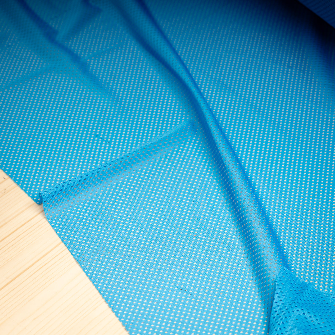 Portuguese Technical Sports Mesh Fabric Cyan Performance Polyester Mesh - blue