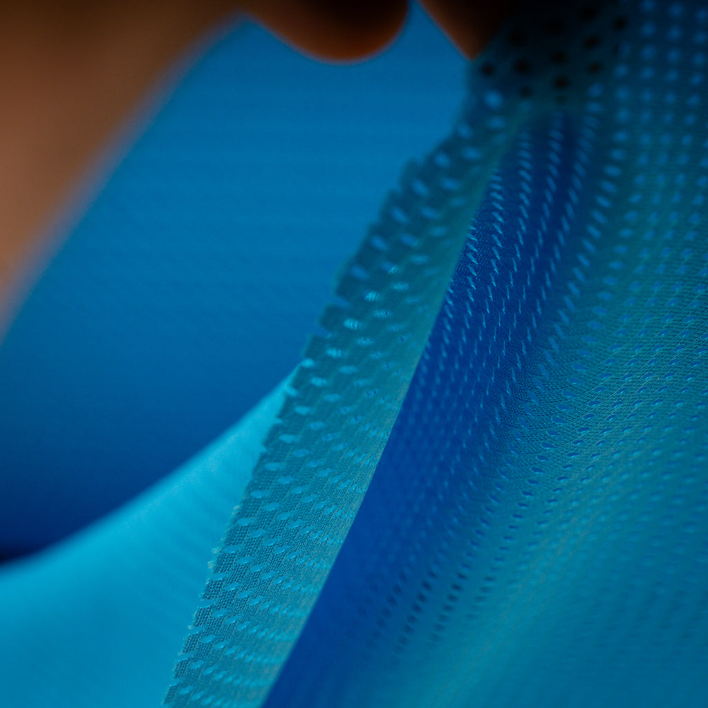 Portuguese Technical Sports Mesh Fabric Cyan Performance Polyester Mesh - blue