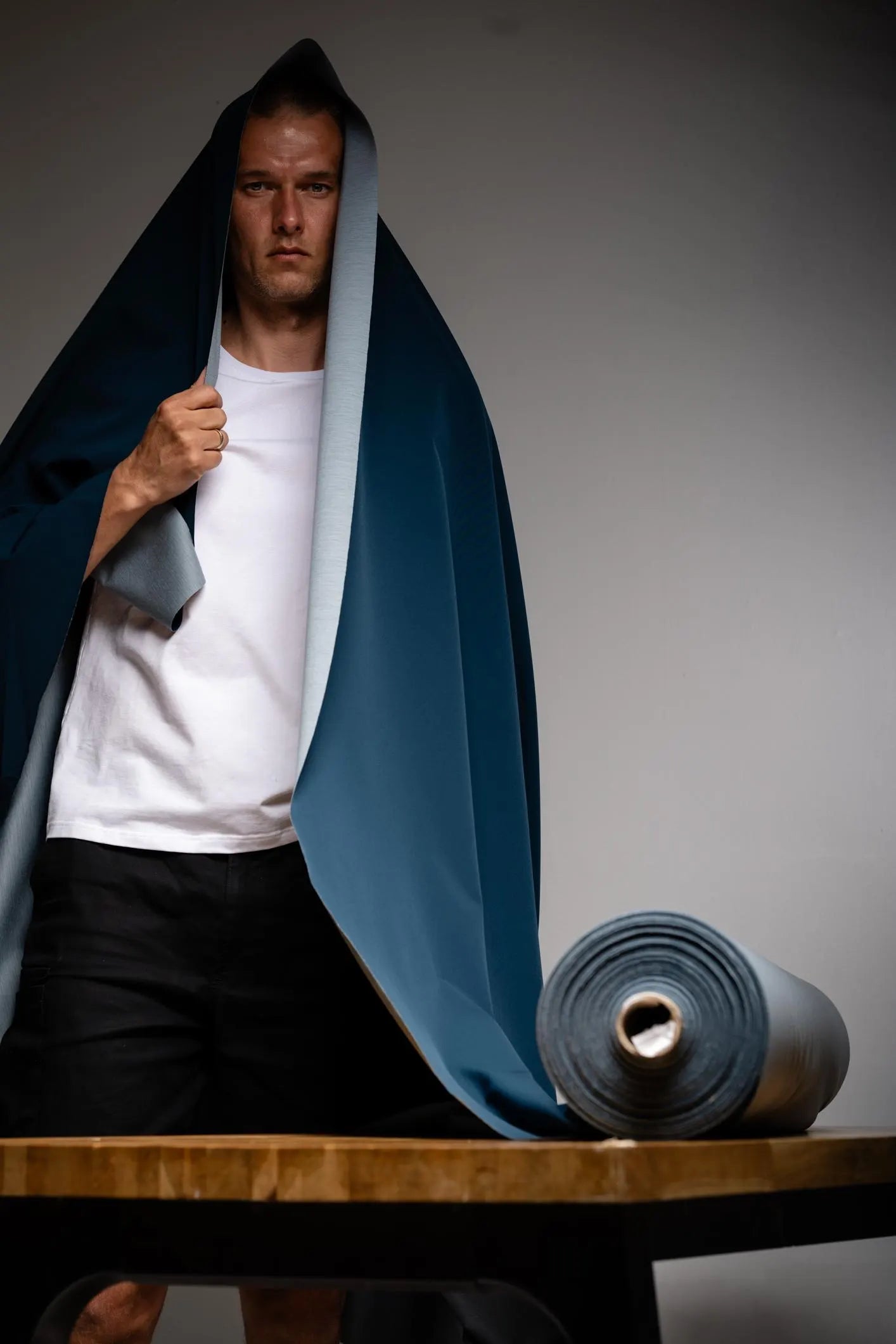 Schoeller Switzerland | naturetec Wool Softshell Fabric - Blue Green