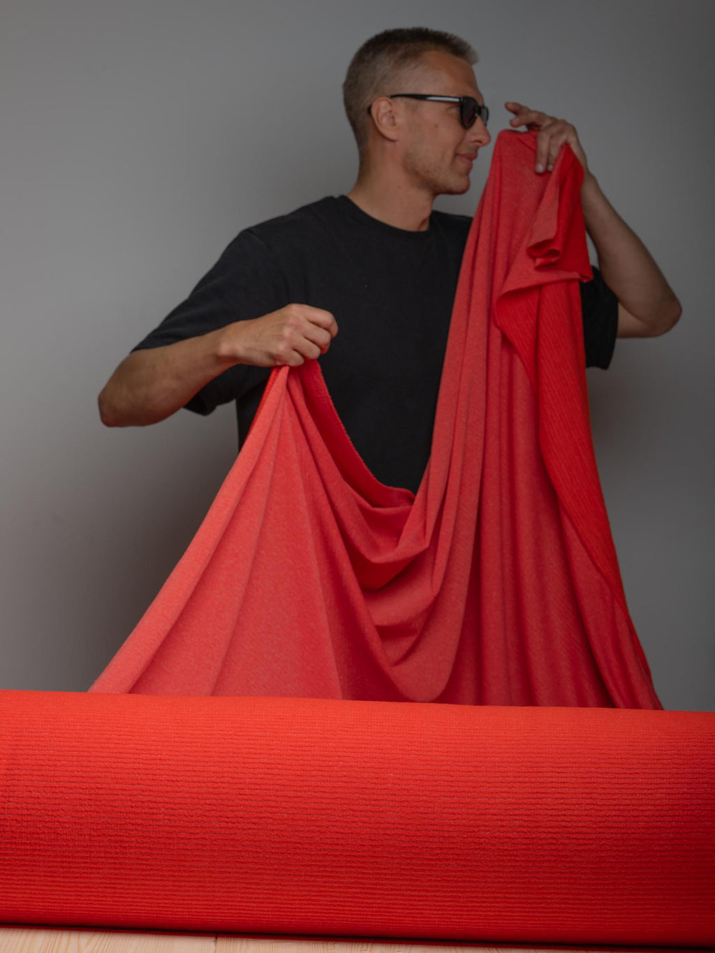 Polartec® Power Wool™ Fabric – Burnt Orange Merino Hybrid Performance Knit (by the Meter)