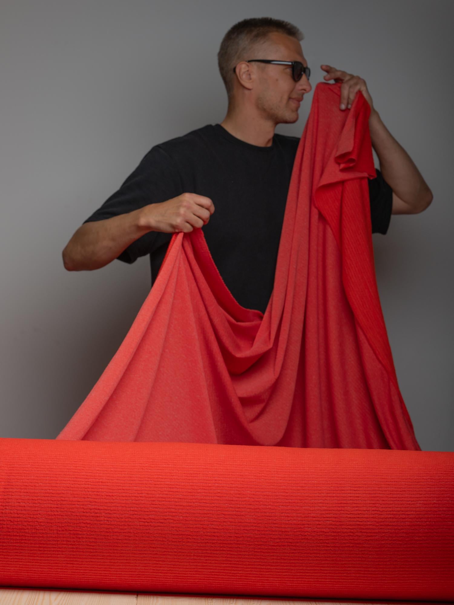 Polartec® Power Wool™ Fabric – Burnt Orange Merino Hybrid Performance Knit (by the Meter)