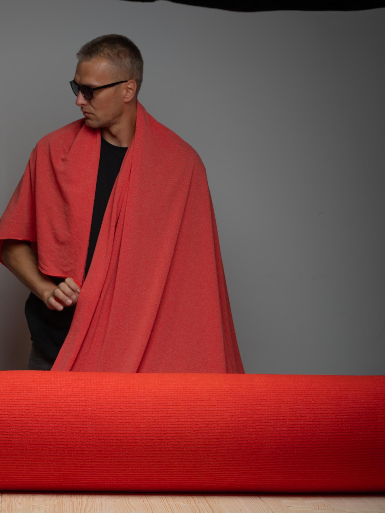Polartec® Power Wool™ Fabric – Burnt Orange Merino Hybrid Performance Knit (by the Meter)