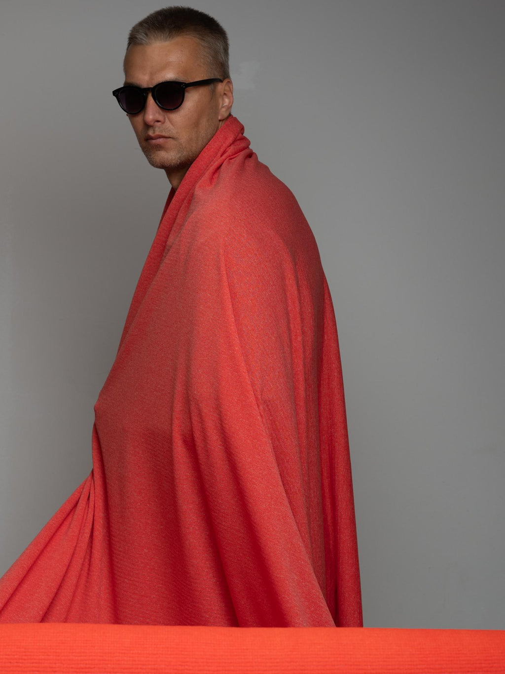 Polartec® Power Wool™ Fabric – Burnt Orange Merino Hybrid Performance Knit (by the Meter)