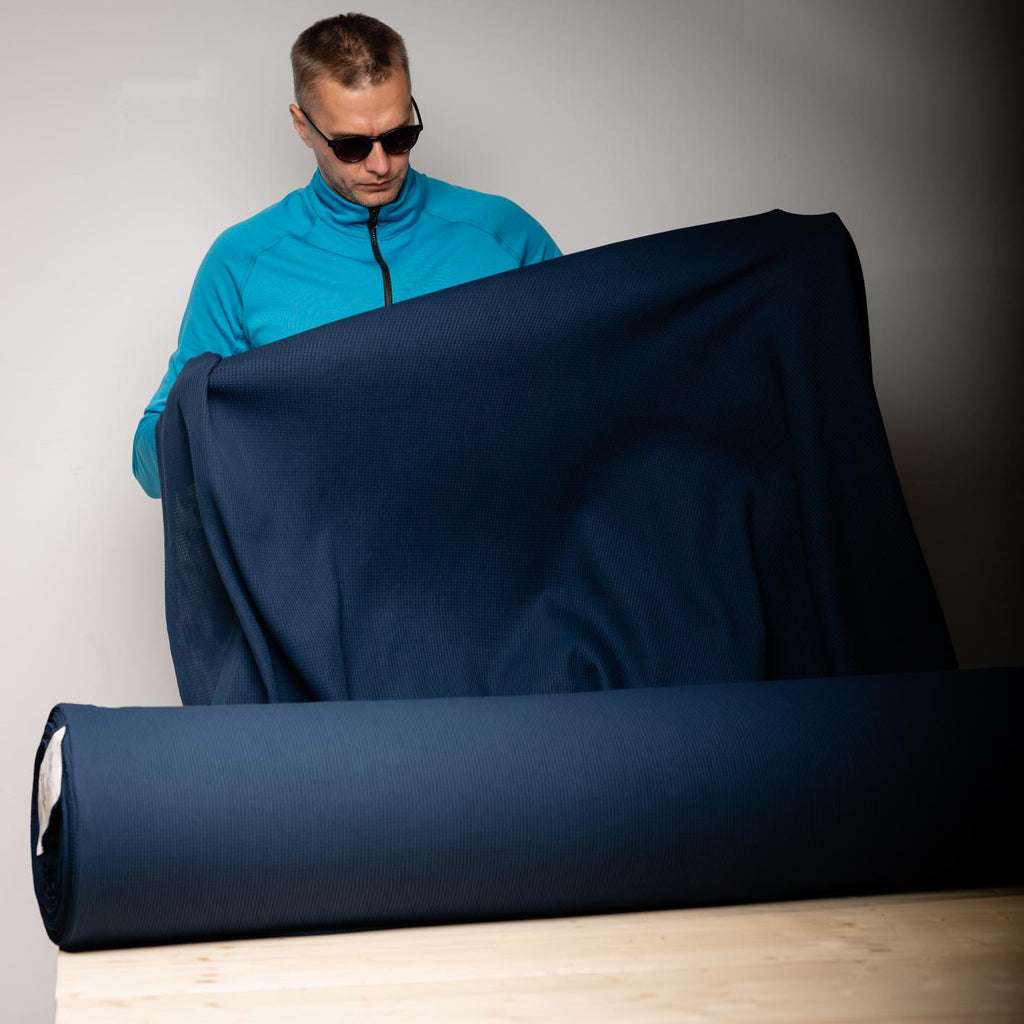 Polartec Power Dry Mesh Fabric by the Meter, Recycled Technical Blue Mesh for MYOG