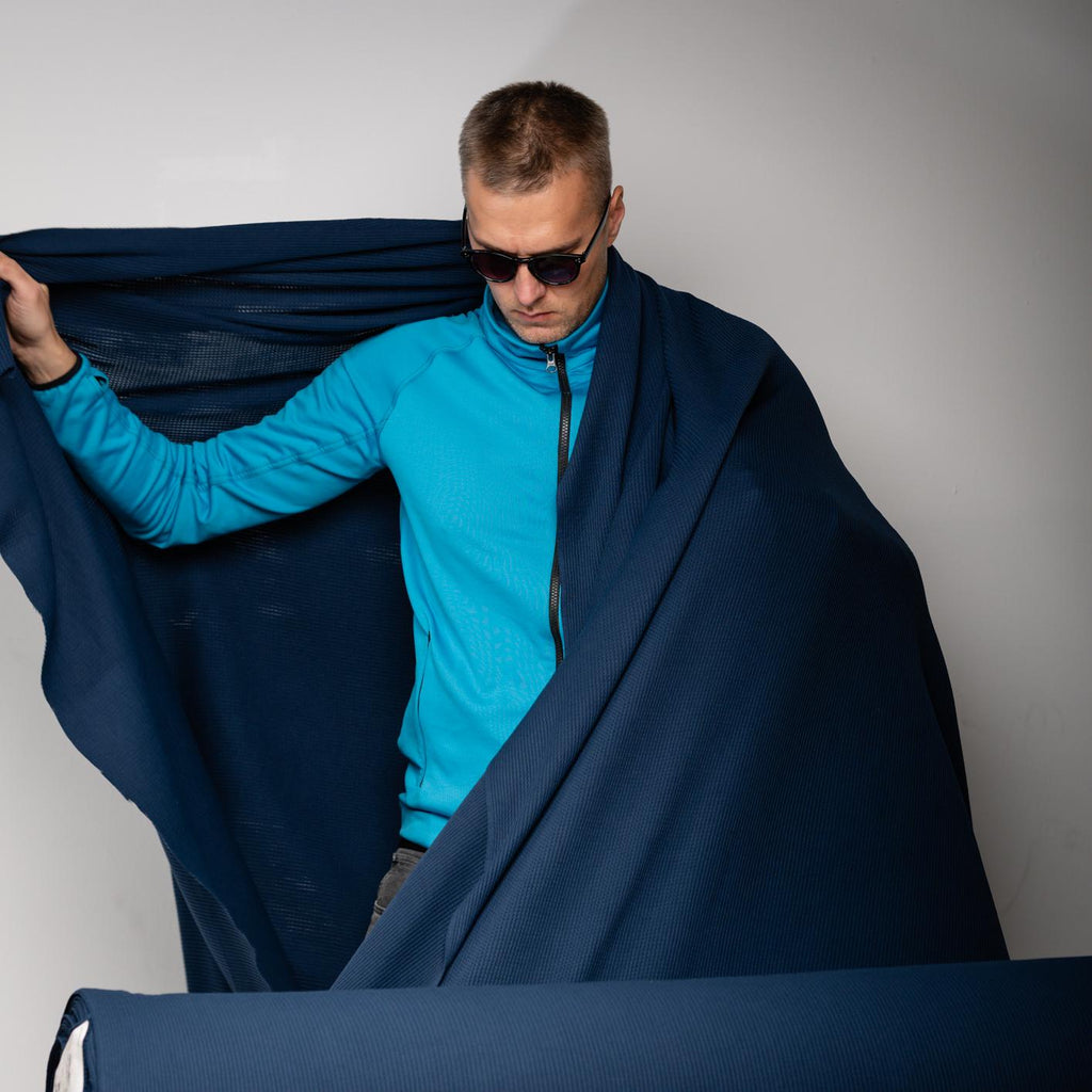 Polartec Power Dry Mesh Fabric by the Meter, Recycled Technical Blue Mesh for MYOG