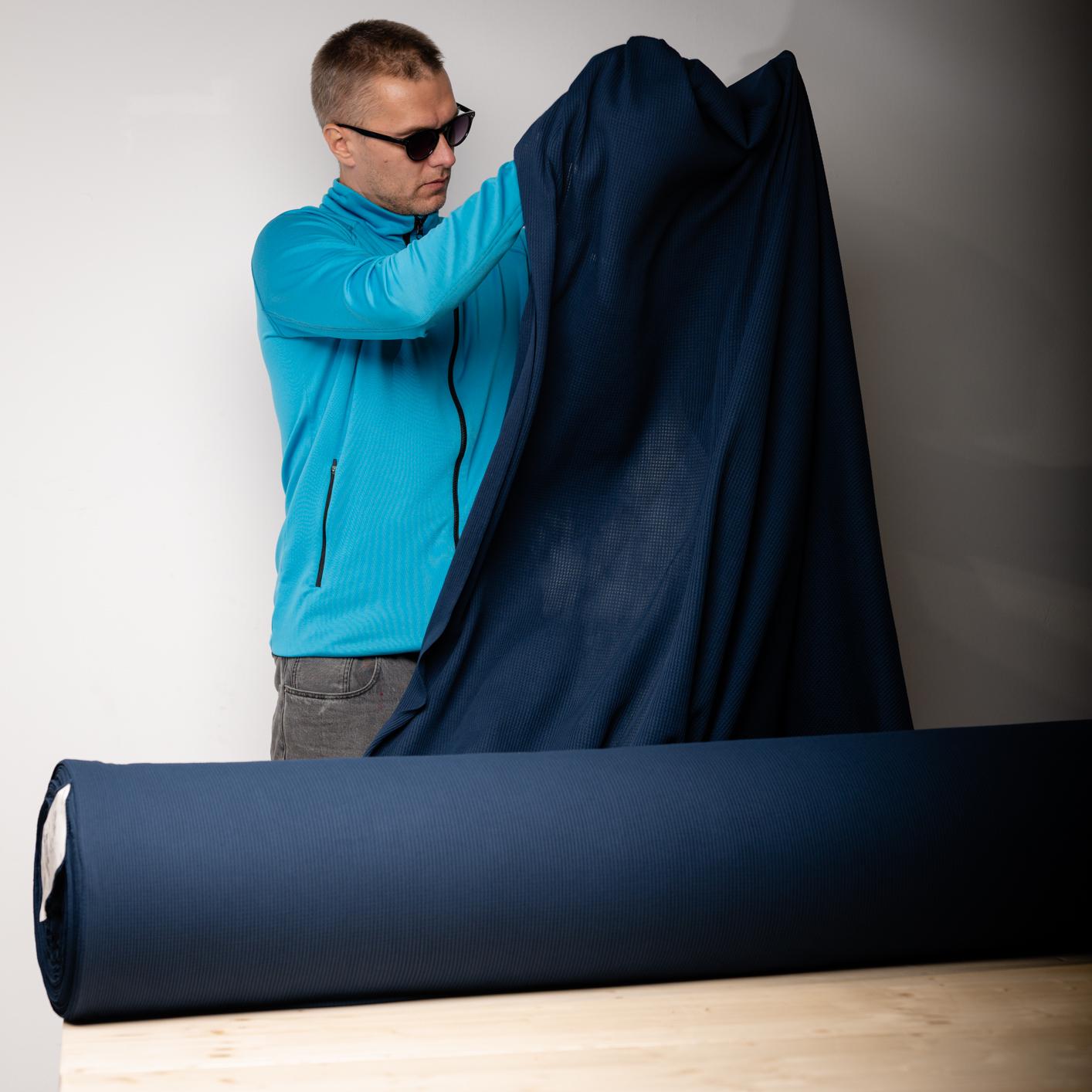 Polartec Power Dry Mesh Fabric by the Meter, Recycled Technical Blue Mesh for MYOG