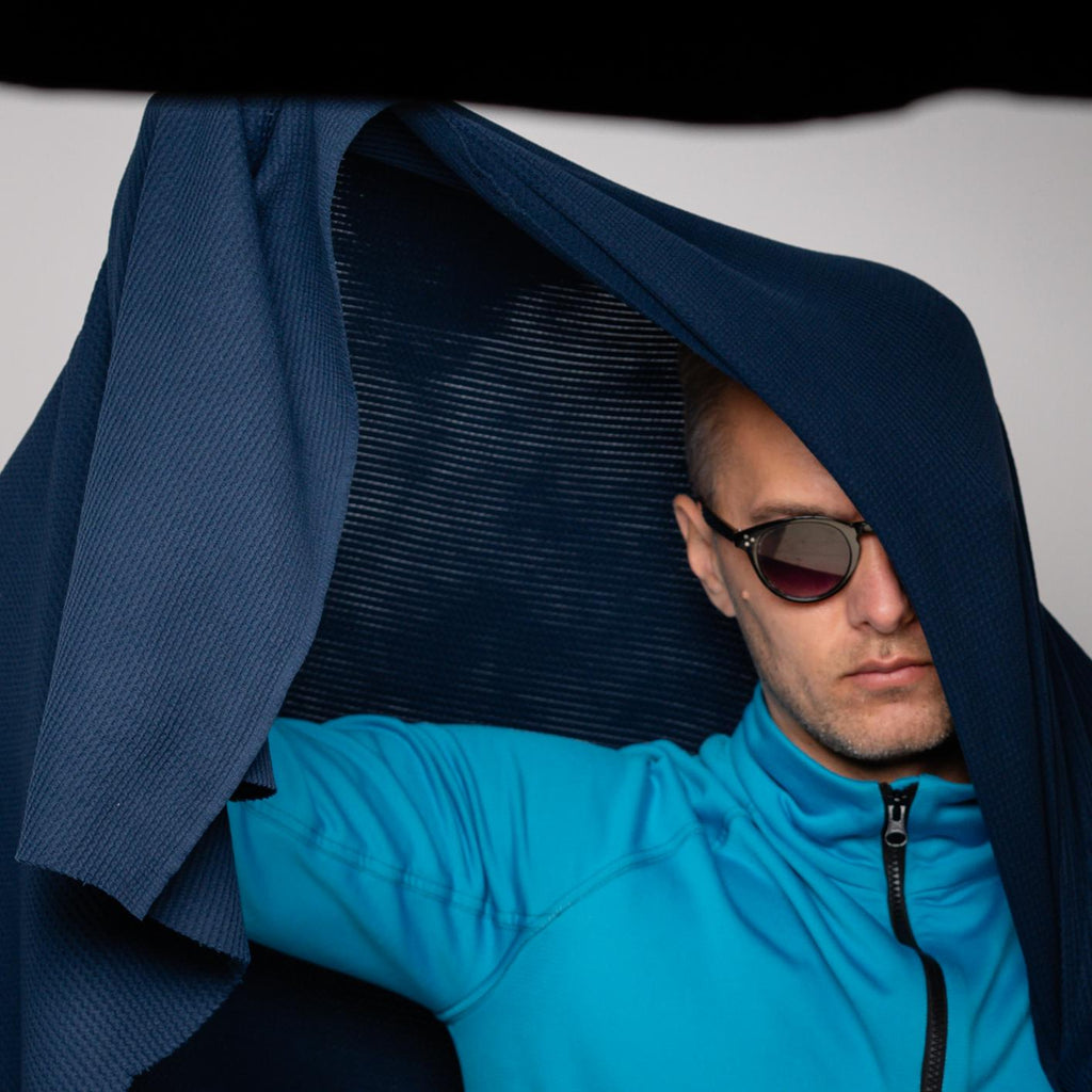 Polartec Power Dry Mesh Fabric by the Meter, Recycled Technical Blue Mesh for MYOG