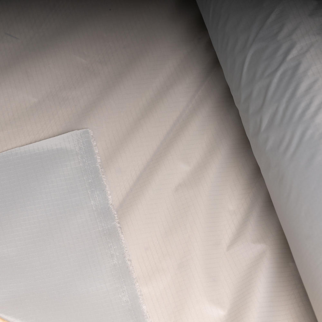 TPU Laminated Ripstop Nylon Shell Fabric — Waterproof Airtight Technical Fabric by the Meter | Premium Brand Production Surplus | Grey