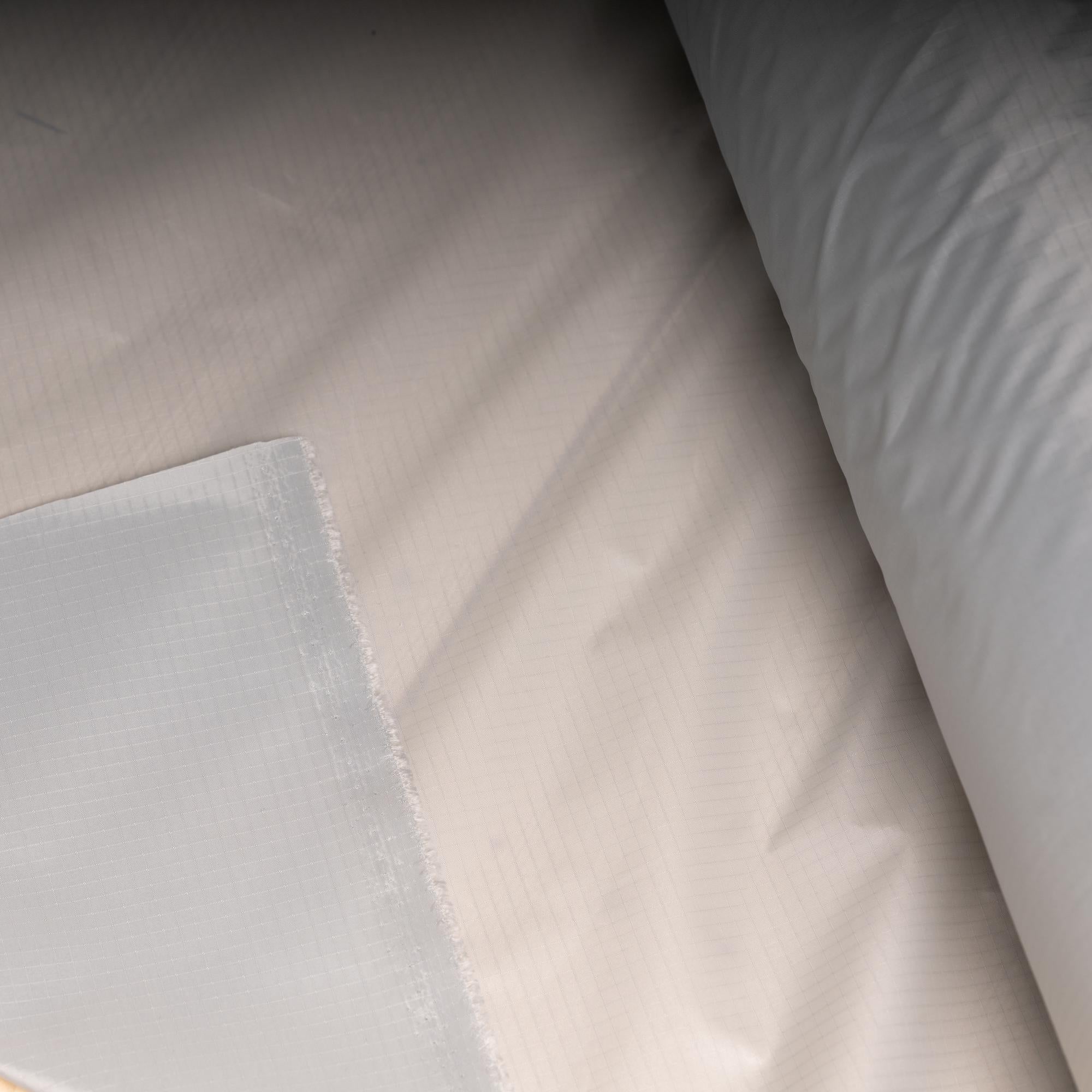 TPU Laminated Ripstop Nylon Shell Fabric — Waterproof Airtight Technical Fabric by the Meter | Premium Brand Production Surplus | Grey
