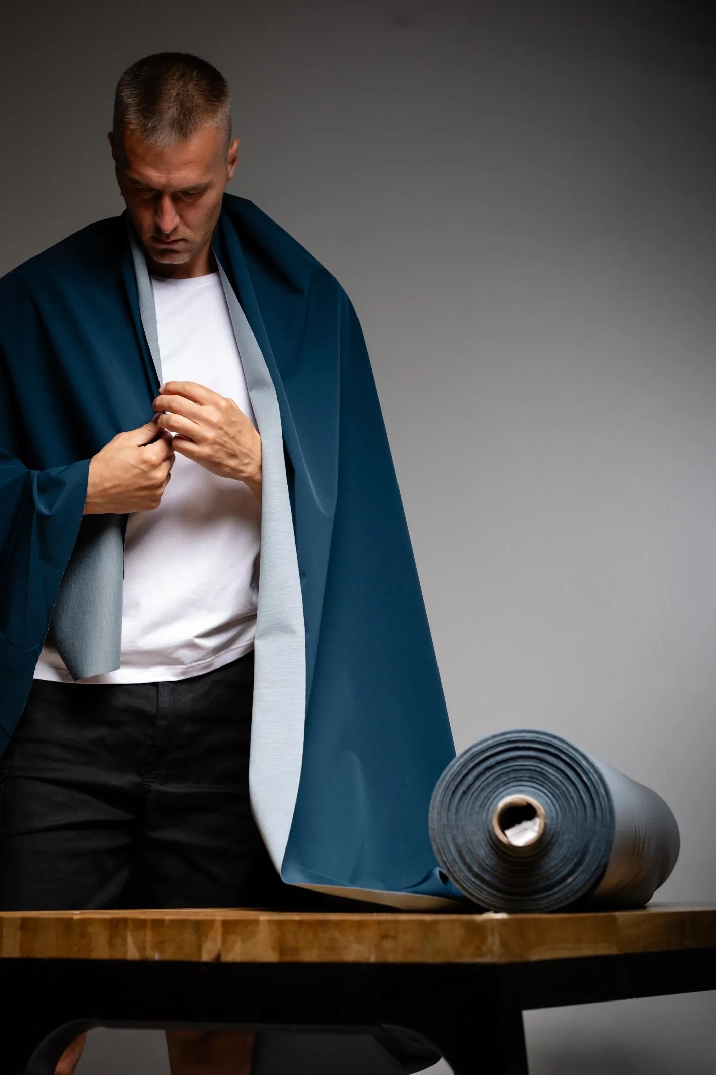 Schoeller Switzerland | naturetec Wool Softshell Fabric - Blue Green