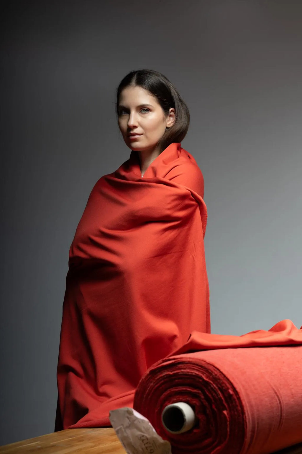 Reddish Brick Merino Blend Softshell Fabric: Pontetorto Italian Outerwear