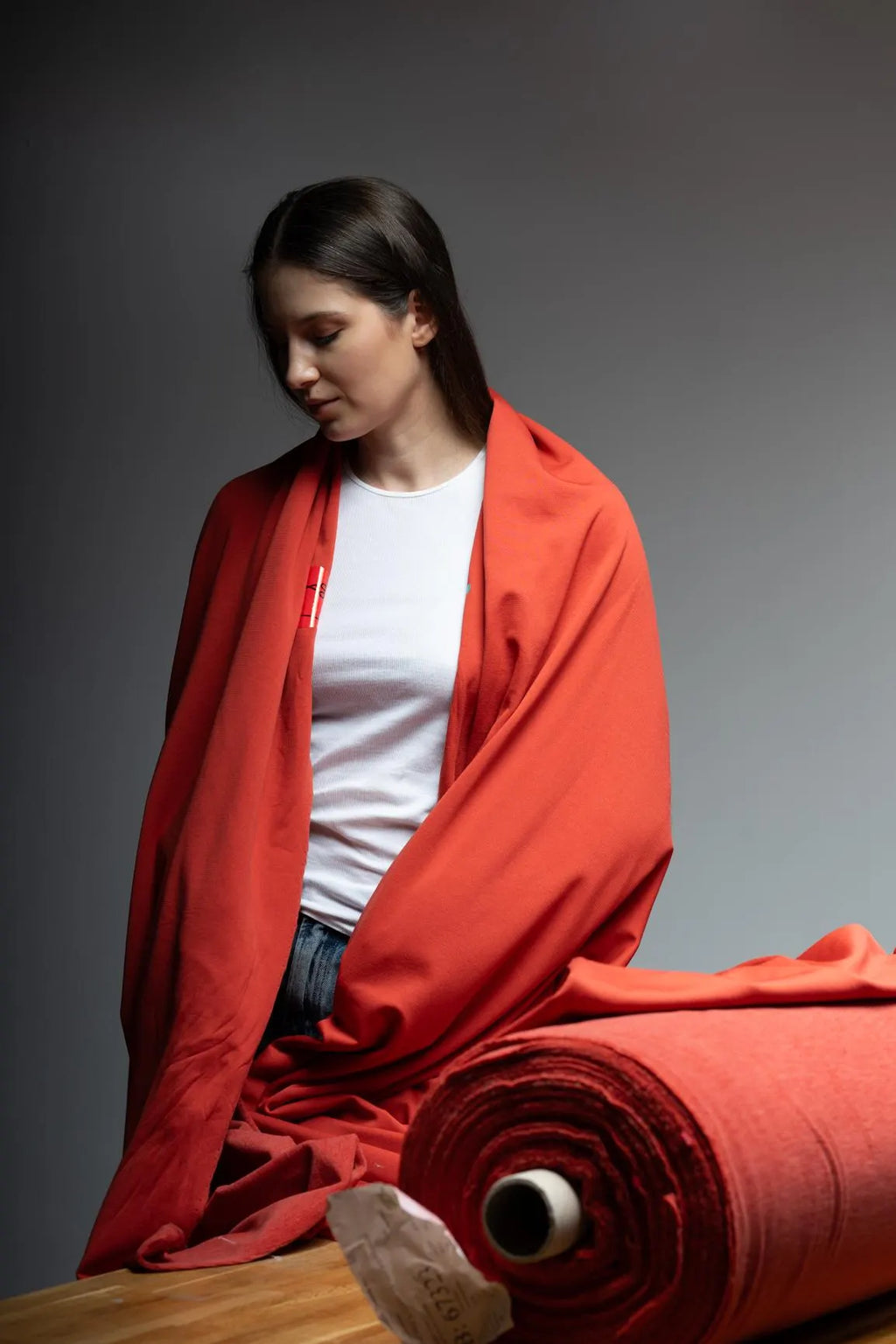 Reddish Brick Merino Blend Softshell Fabric: Pontetorto Italian Outerwear
