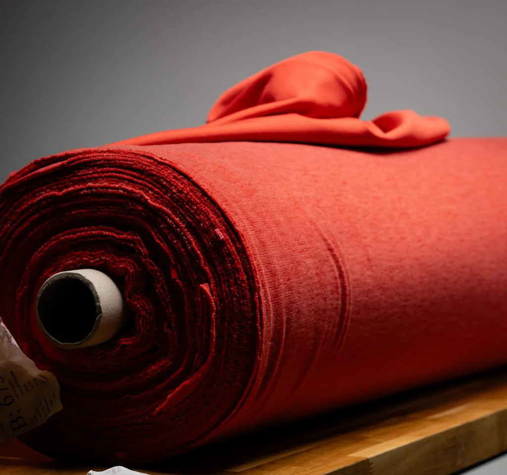 Reddish Brick Merino Blend Softshell Fabric: Pontetorto Italian Outerwear