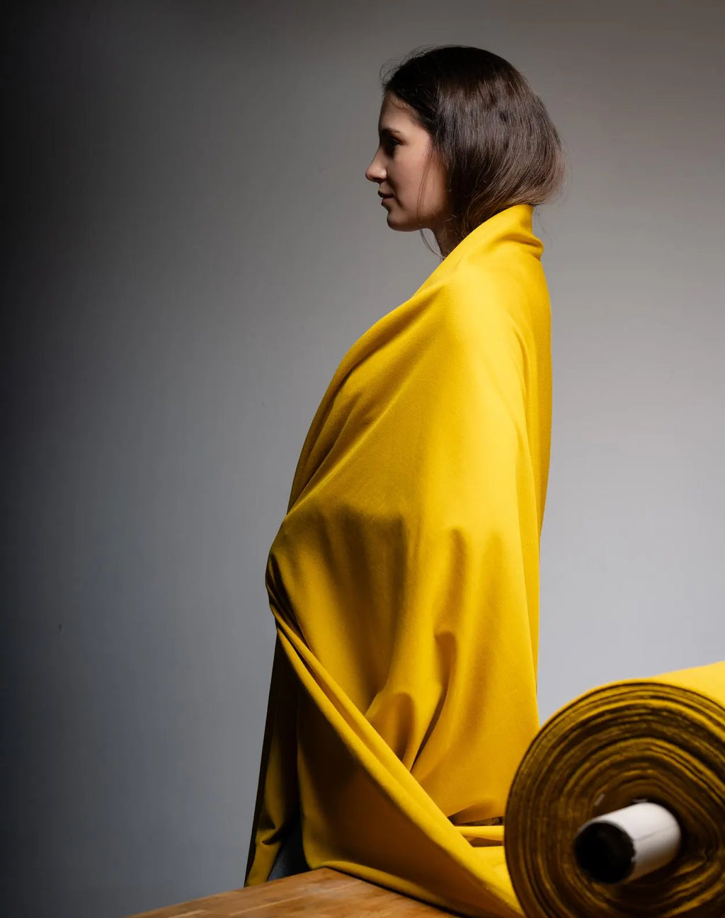 Sunflower Yellow Pontetorto Softshell Fabric: Italian Merino Wool Blend