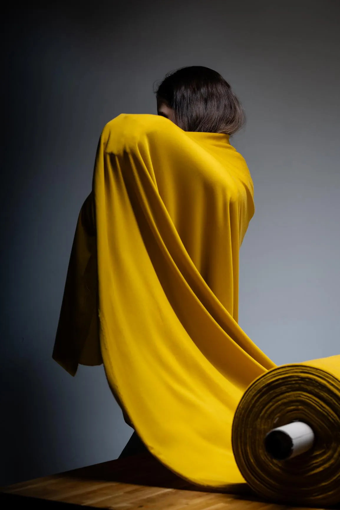 Sunflower Yellow Pontetorto Softshell Fabric: Italian Merino Wool Blend