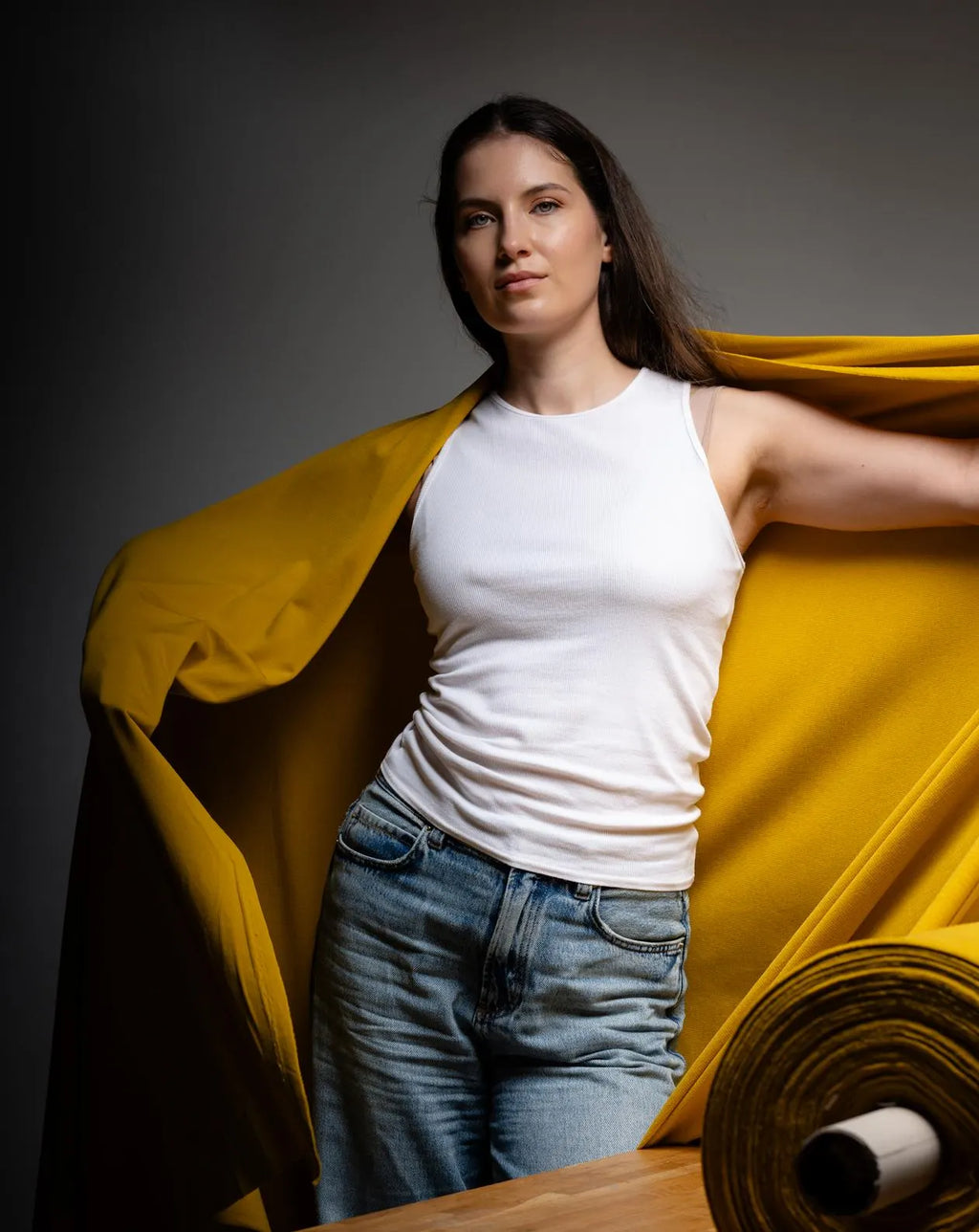 Sunflower Yellow Pontetorto Softshell Fabric: Italian Merino Wool Blend