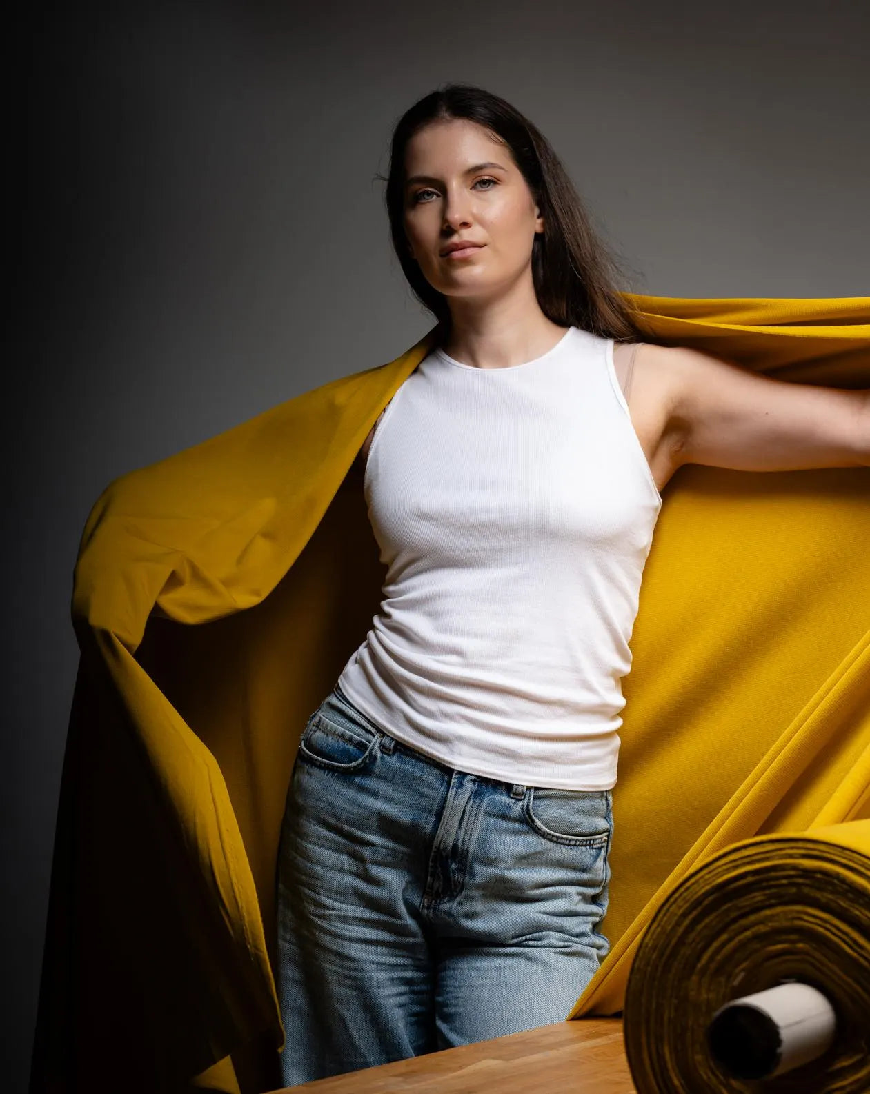 Sunflower Yellow Pontetorto Softshell Fabric: Italian Merino Wool Blend