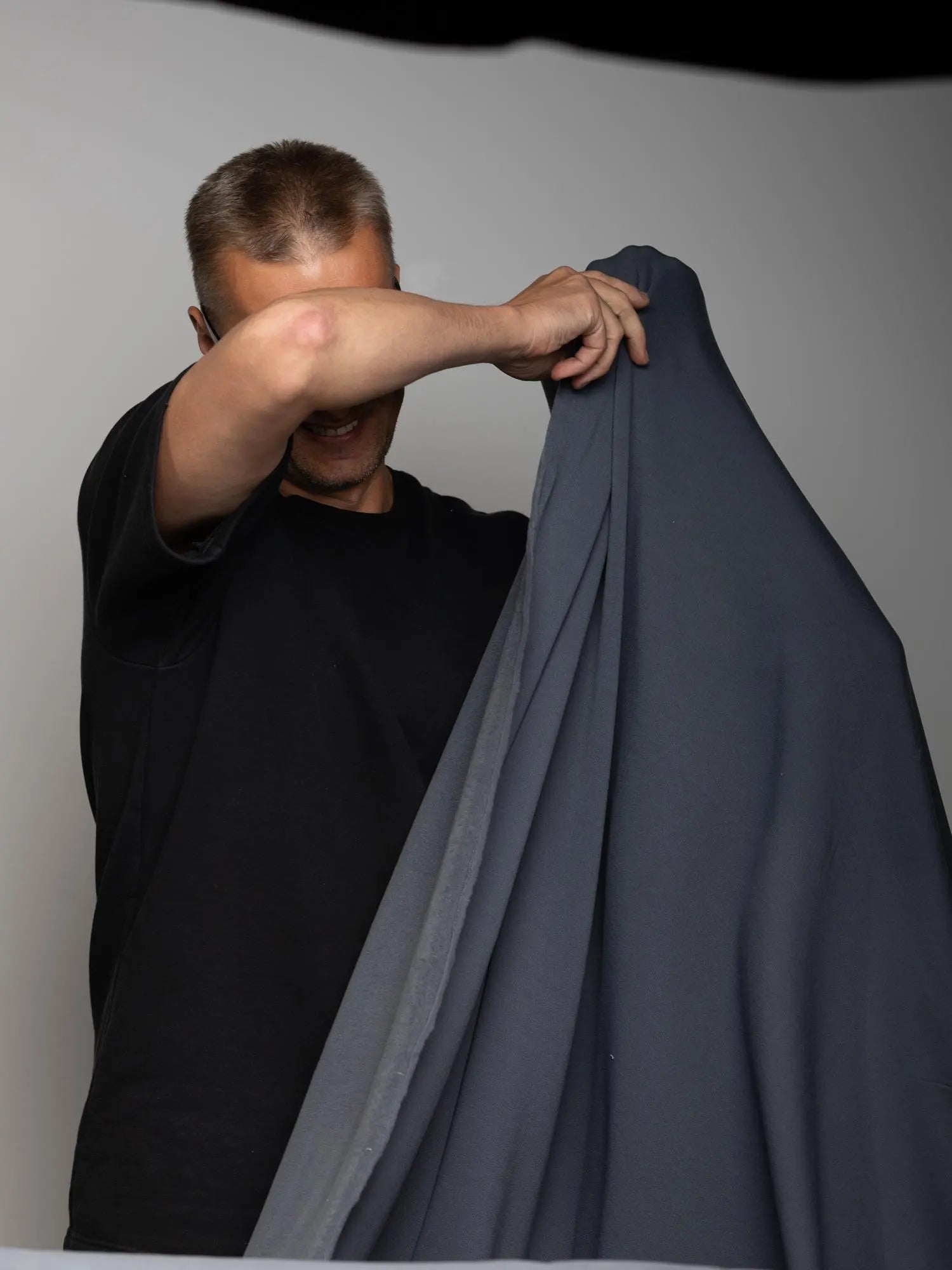 Black Polartec Power Stretch Pro Fabric – Technical Fleece  - Asphalt Grey