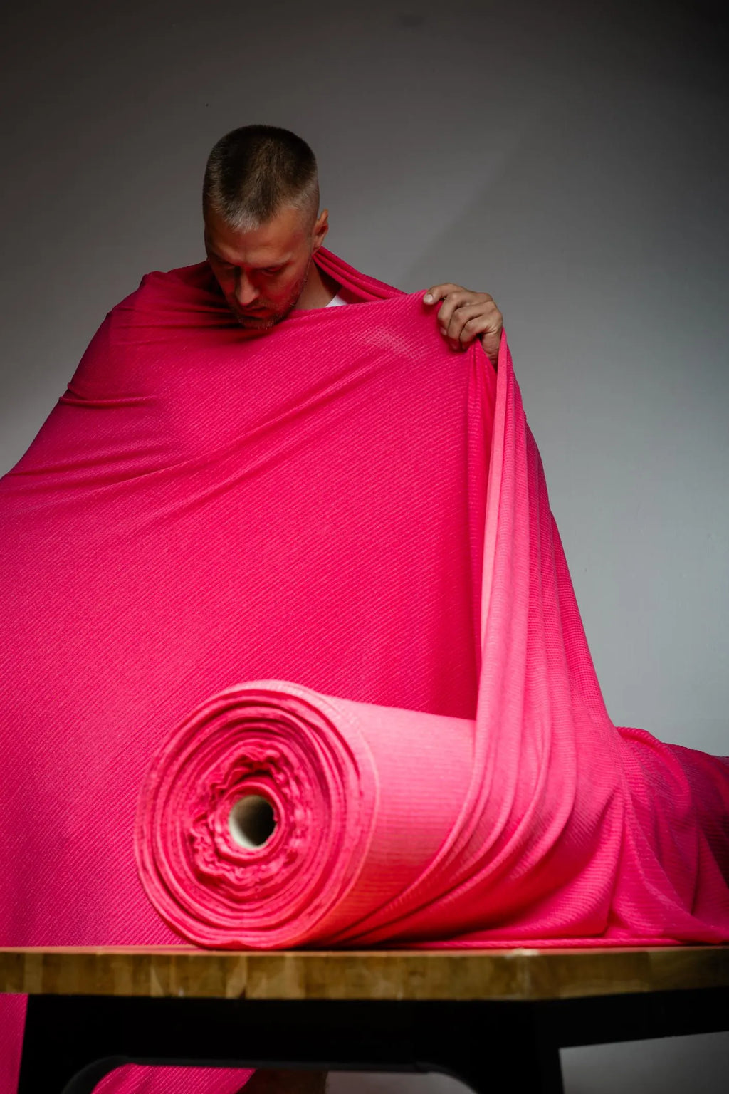 Polartec® Power Wool™ Fabric – Magenta Performance Merino Hybrid Knit (by the Meter)