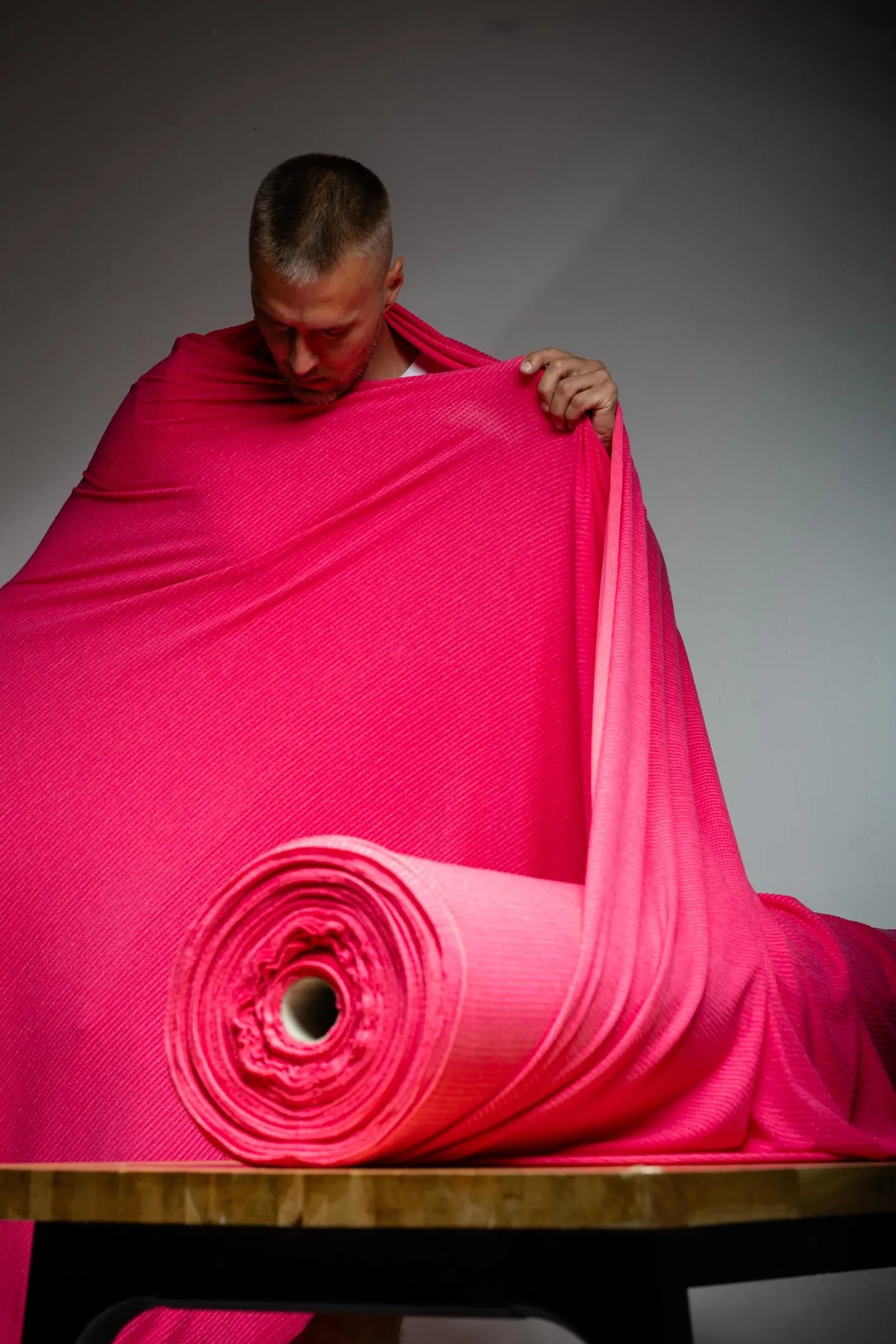 Polartec® Power Wool™ Fabric – Magenta Performance Merino Hybrid Knit (by the Meter)