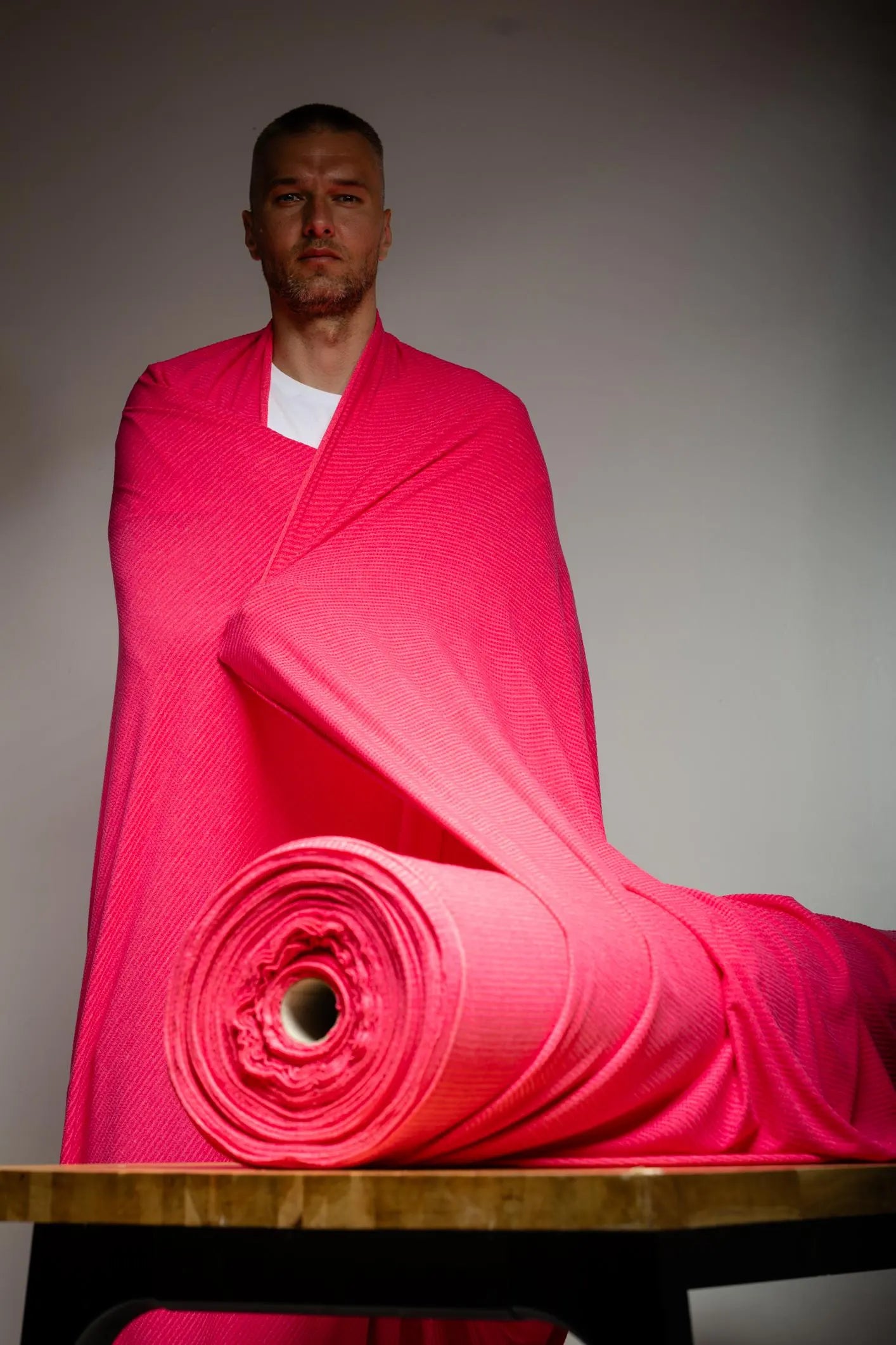 Polartec® Power Wool™ Fabric – Magenta Performance Merino Hybrid Knit (by the Meter)