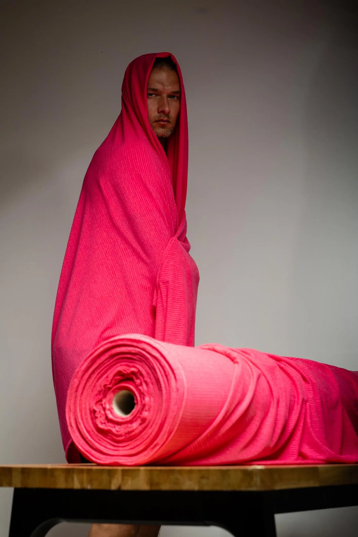 Polartec® Power Wool™ Fabric – Magenta Performance Merino Hybrid Knit (by the Meter)