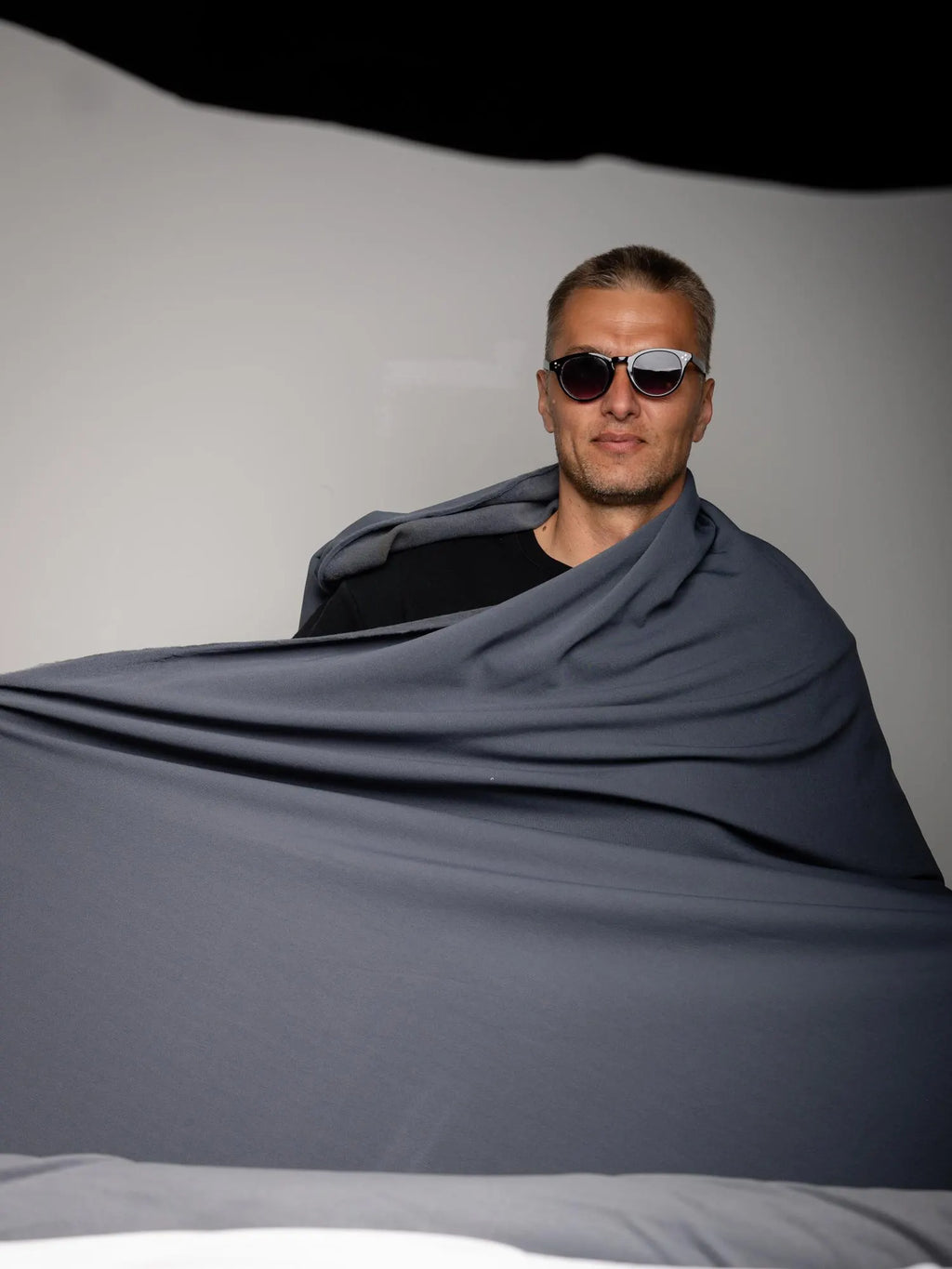 Black Polartec Power Stretch Pro Fabric – Technical Fleece  - Asphalt Grey