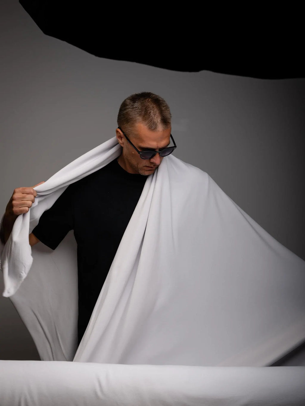 Black Polartec Power Stretch Pro Fabric – Technical Fleece  - off white