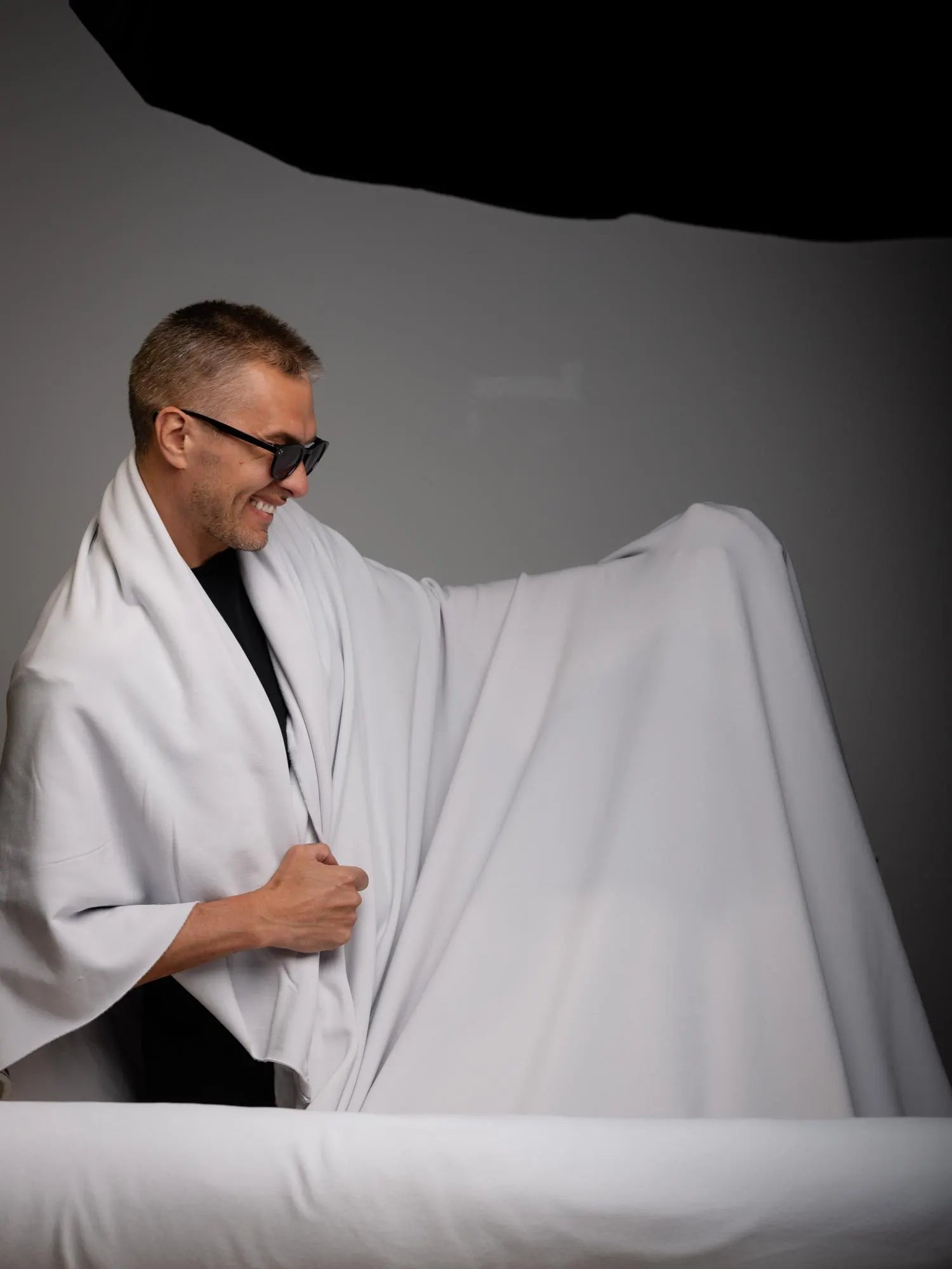 Black Polartec Power Stretch Pro Fabric – Technical Fleece  - off white
