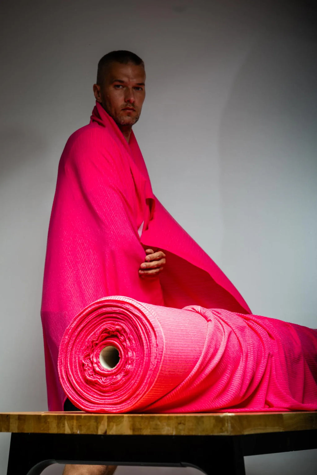 Polartec® Power Wool™ Fabric – Magenta Performance Merino Hybrid Knit (by the Meter)