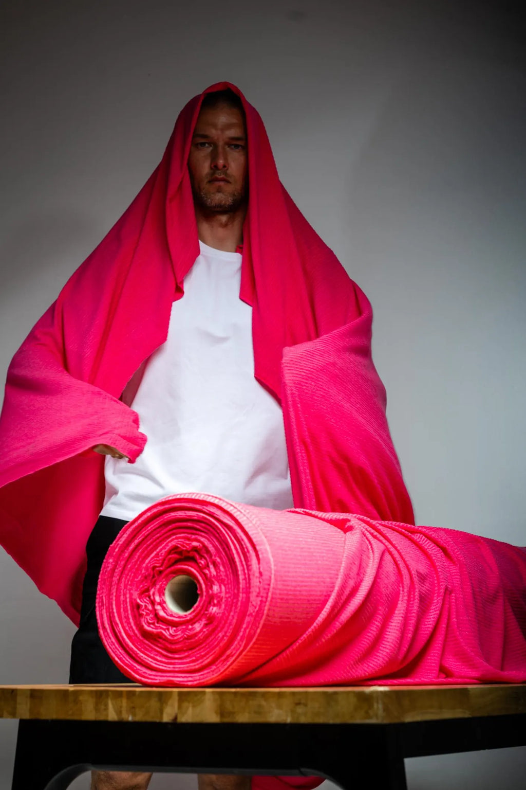 Polartec® Power Wool™ Fabric – Magenta Performance Merino Hybrid Knit (by the Meter)