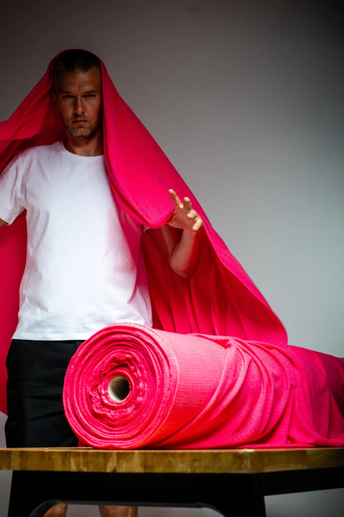 Polartec® Power Wool™ Fabric – Magenta Performance Merino Hybrid Knit (by the Meter)