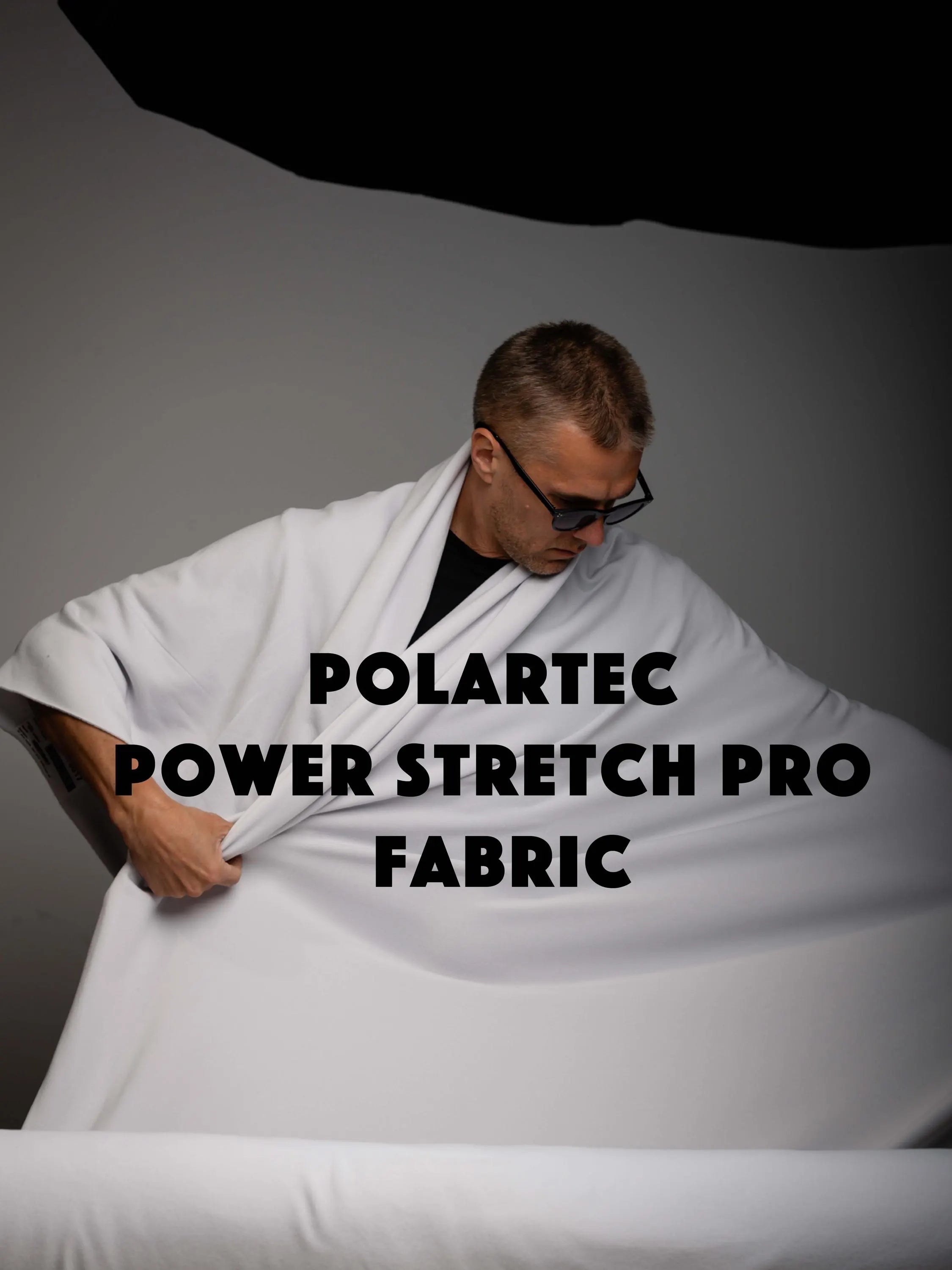 Black Polartec Power Stretch Pro Fabric – Technical Fleece  - off white