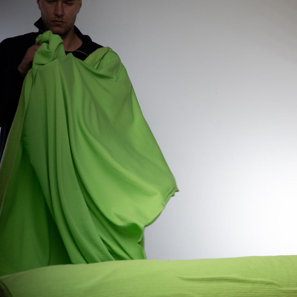 Polartec® Power Wool™ Fabric – Bright Green Performance Merino Hybrid Knit (by the Meter)