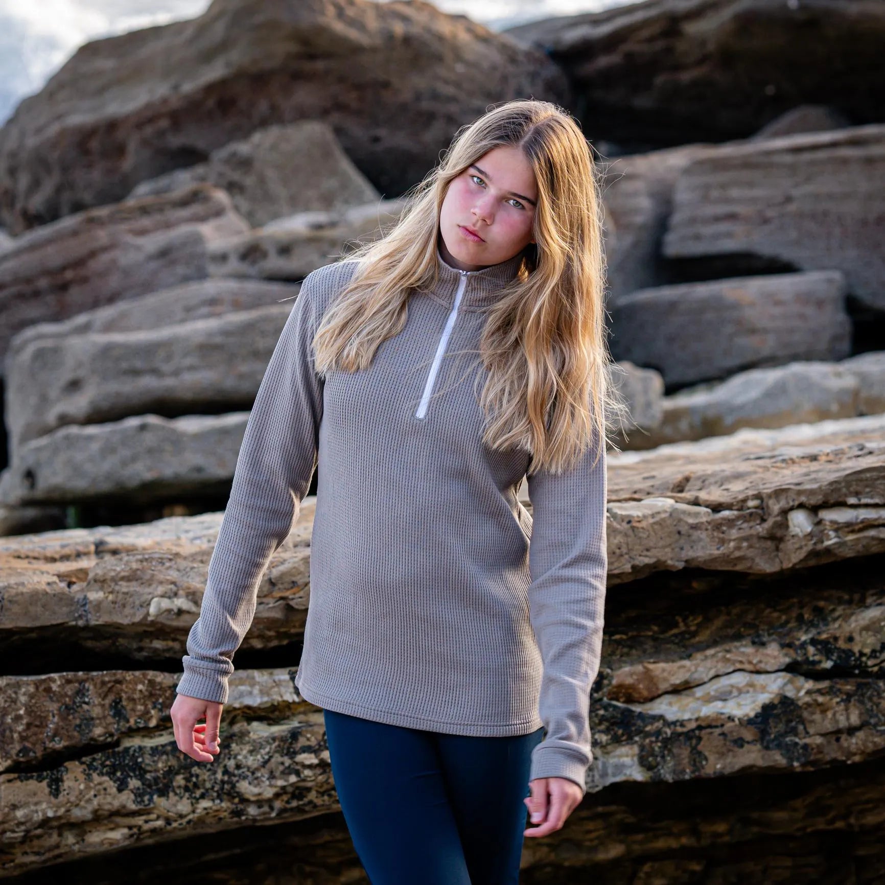 Rare Polartec® Power Dry® Mesh – Taupe / Sand