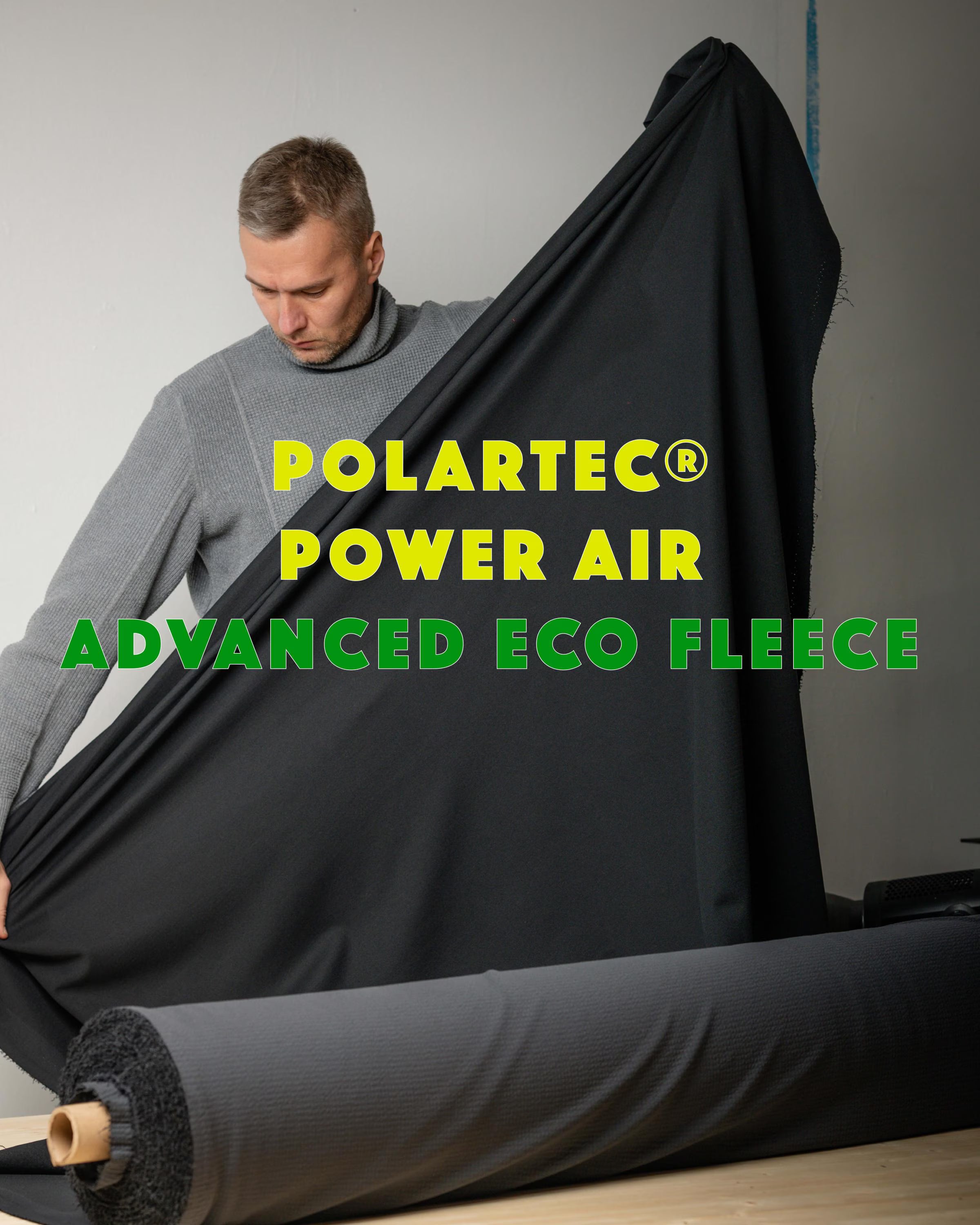 RARE Polartec Power Air™ -BLACK - This Fabric is Unique. Sold by the Meter