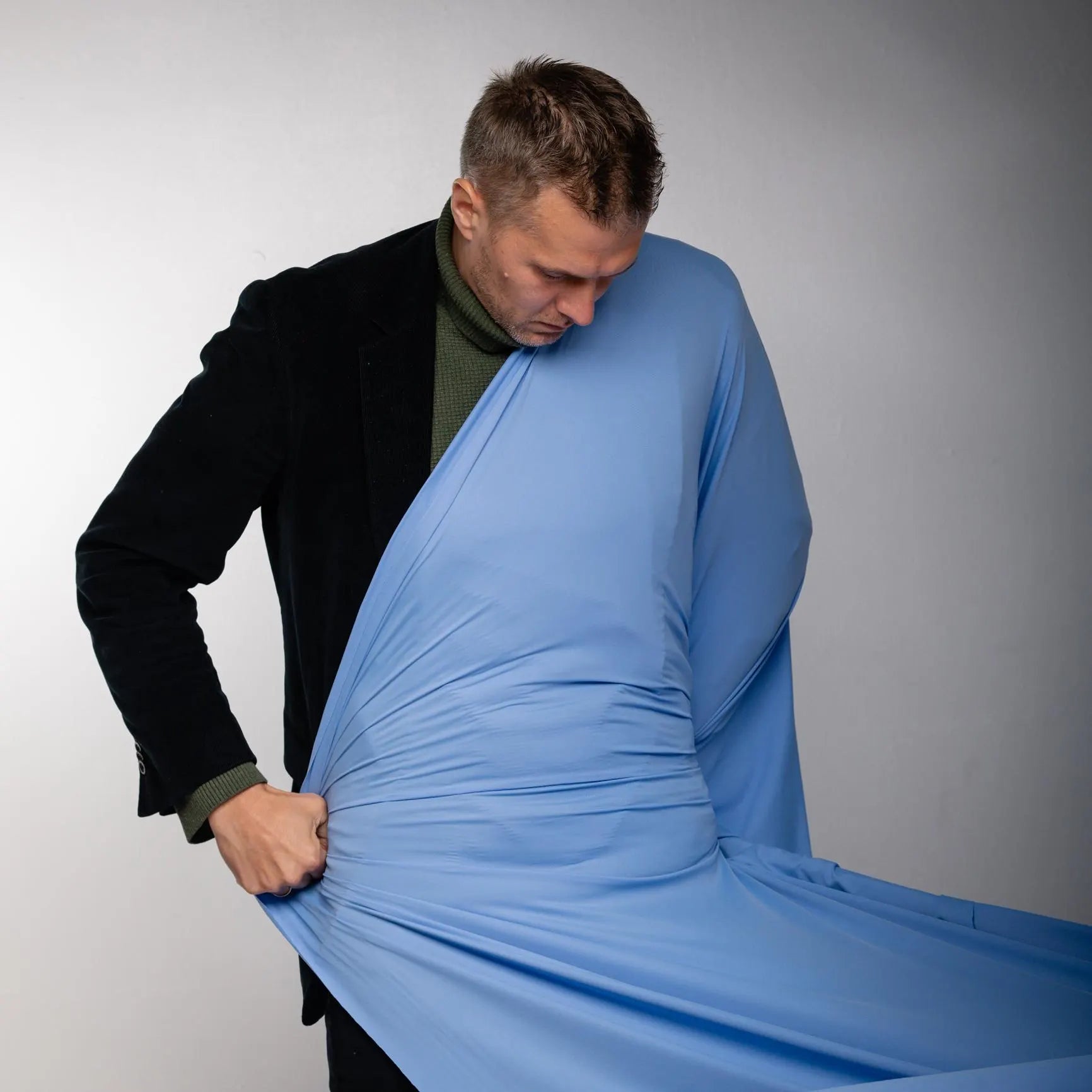 ersey Lomellina NILO – Premium Italian Stretch Fabric (Light Blue / Sky Blue, by the Meter)