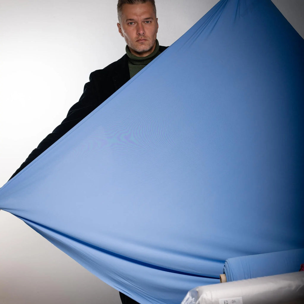 ersey Lomellina NILO – Premium Italian Stretch Fabric (Light Blue / Sky Blue, by the Meter)