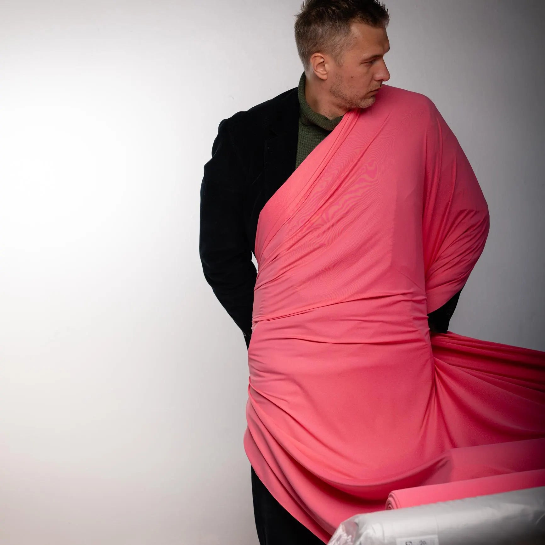 Vibrant Candy Pink Italian Lycra Fabric, Buttery Soft Sport Textile for Yoga Swim