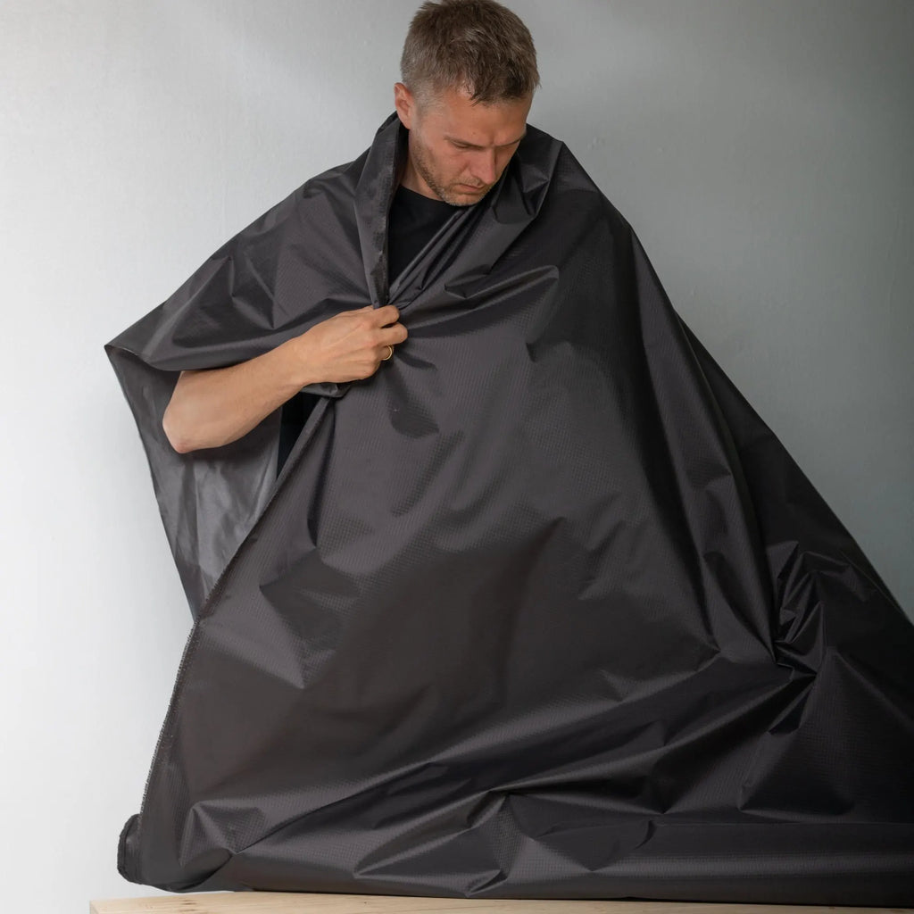 TPU Laminated Ripstop Nylon Shell Fabric — Waterproof Airtight Technical Fabric by the Meter | Premium Brand Production Surplus | black