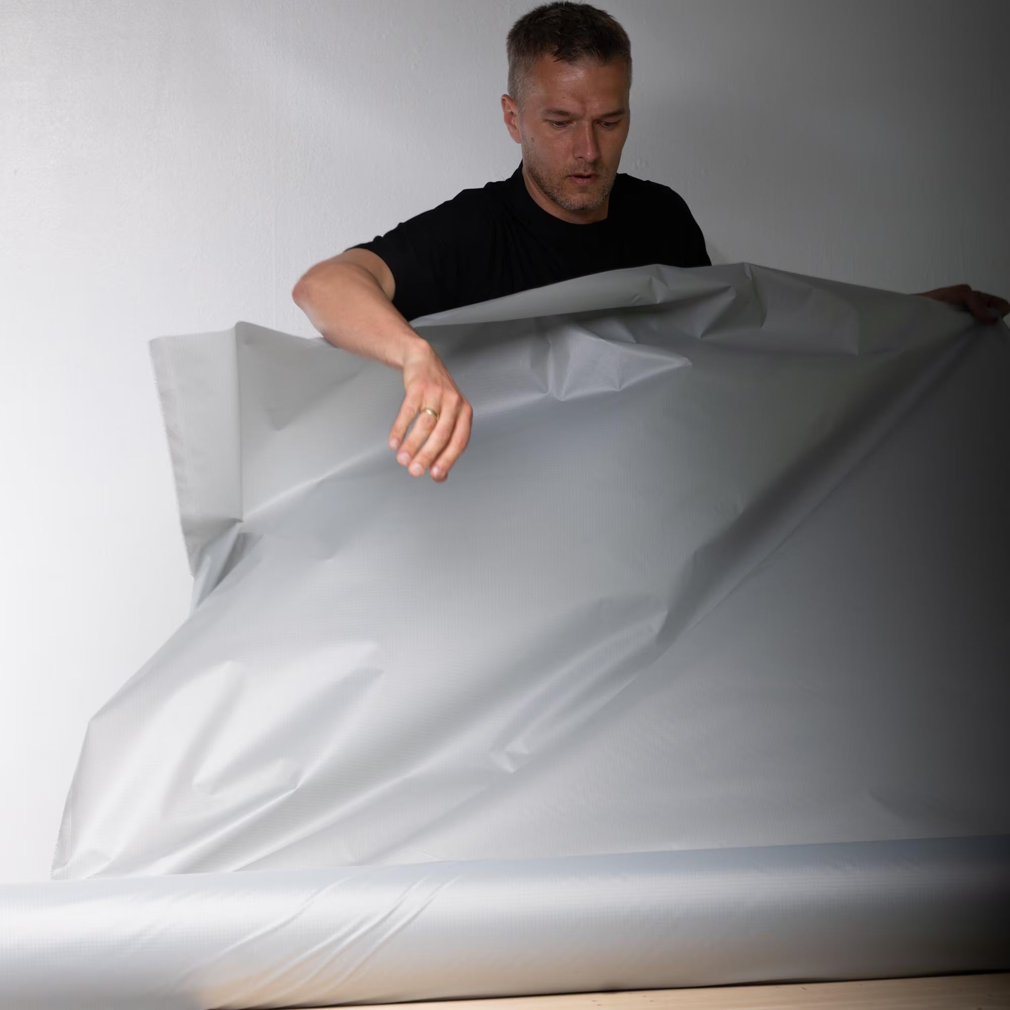 TPU Laminated Ripstop Nylon Shell Fabric — Waterproof Airtight Technical Fabric by the Meter | Premium Brand Production Surplus | Grey