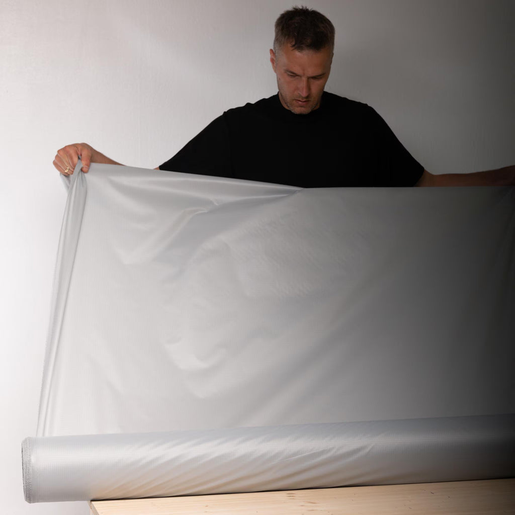 TPU Laminated Ripstop Nylon Shell Fabric — Waterproof Airtight Technical Fabric by the Meter | Premium Brand Production Surplus | Grey