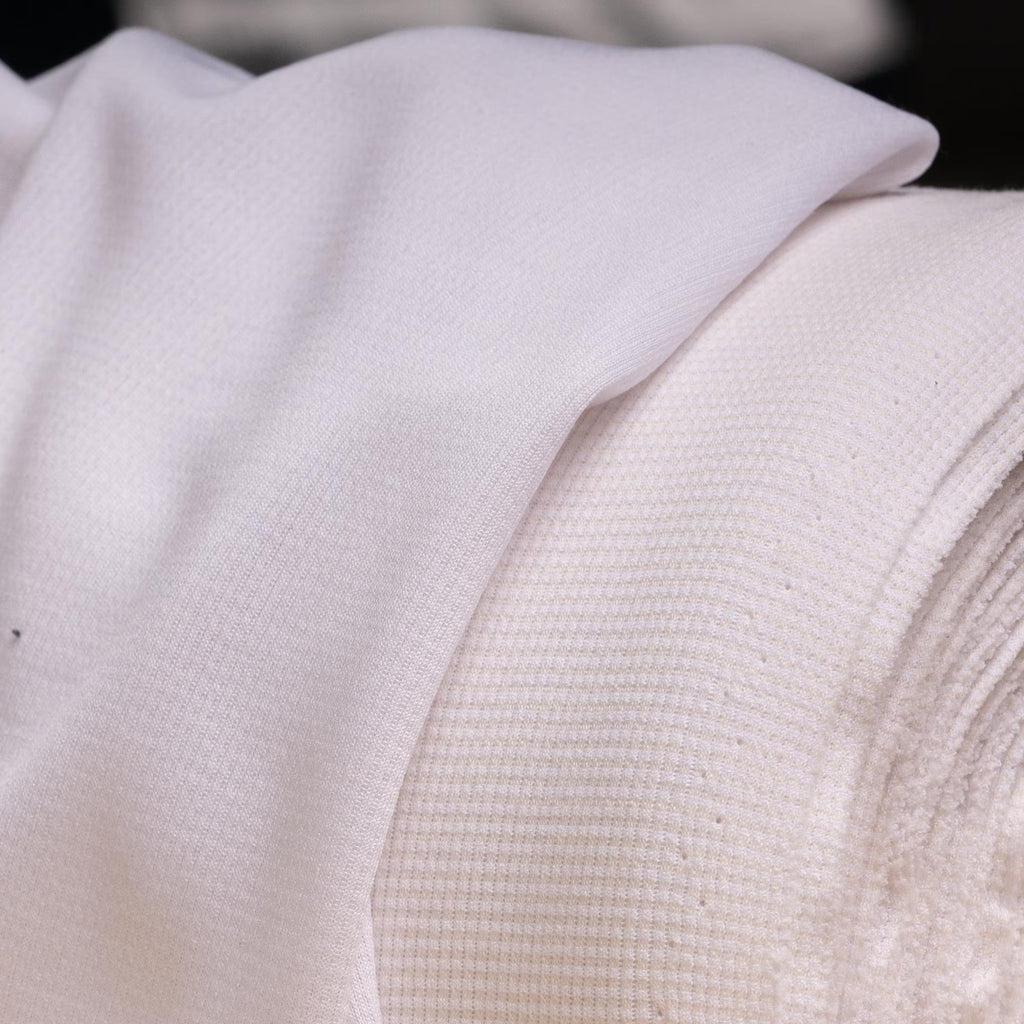 Polartec Power Wool Fabric, White Merino Polyester Knit, Style 60011