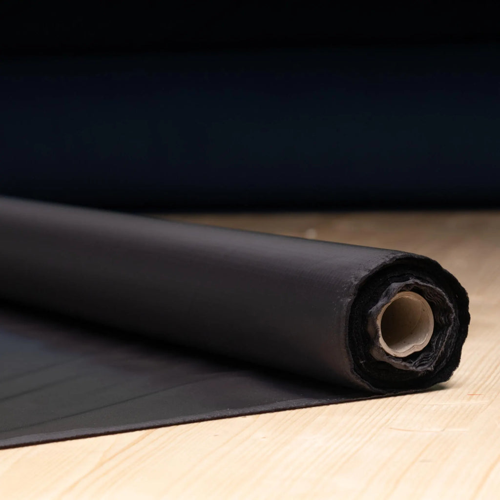 TPU Laminated Ripstop Nylon Shell Fabric — Waterproof Airtight Technical Fabric by the Meter | Premium Brand Production Surplus | black
