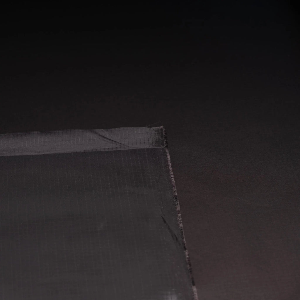 TPU Laminated Ripstop Nylon Shell Fabric — Waterproof Airtight Technical Fabric by the Meter | Premium Brand Production Surplus | black
